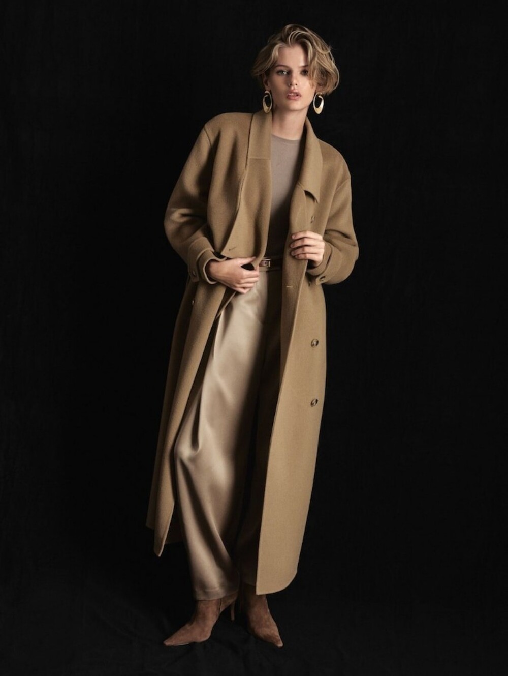 Reiss Arlo Atelier Wool Blindseam Double-Breasted Coat in Khaki - Picture 7 of 16
